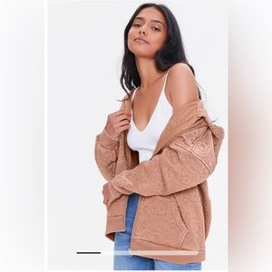 Forever 21 Embroidered Teddy Bear Zip-Up Hoodie